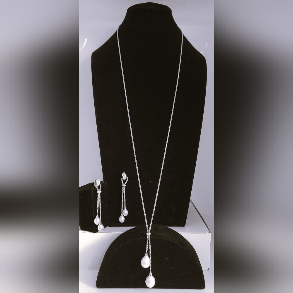 Cultured Pearl 36" 9.5x10.5MM CFWP Necklace & Earring Set